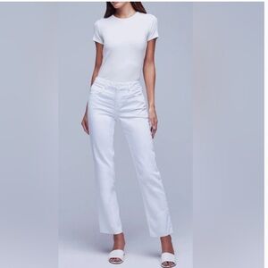 L'AGENCE Women's Straight Leg Jeans in White